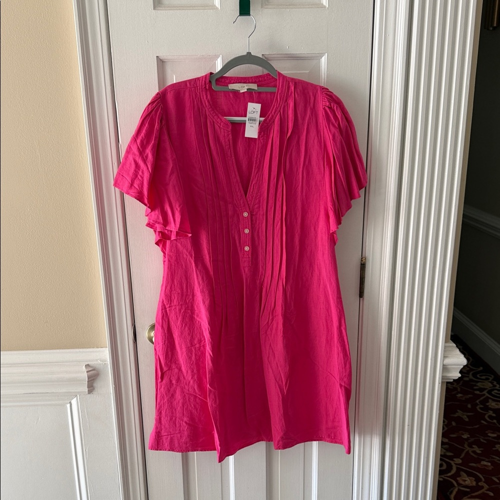 LOFT Fuchsia Button-Down Tunic